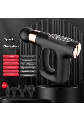 Black Mini Fascia Gun Muscle Massager with Pulse Heat - Deep Tissue Relaxation