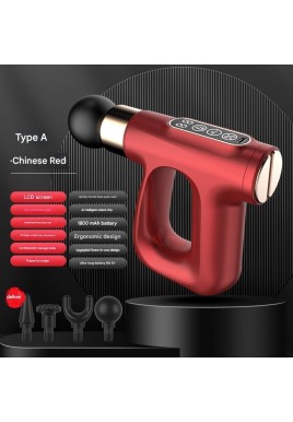 Red Mini Fascia Gun Muscle Massager with Pulse Heat - Deep Tissue Relaxation