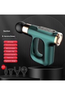 Green Heated Mini Fascia Massage Gun - LCD Display, Muscle Recovery Tool, 32 Adjustable Levels