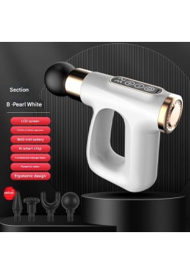 White Heated Mini Fascia Massage Gun - LCD Display, Muscle Recovery Tool, 32 Adjustable Levels