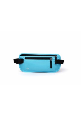 Light Blue Nylon Travel Waist Pack - Waterproof, RFID Blocking, Lightweight