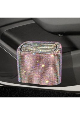 Colored Diamond Sparkly Rhinestone Car Trash Can - Diamond Auto Garbage Bin Organizer