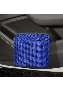Blue Diamond Sparkly Rhinestone Car Trash Can - Diamond Auto Garbage Bin Organizer