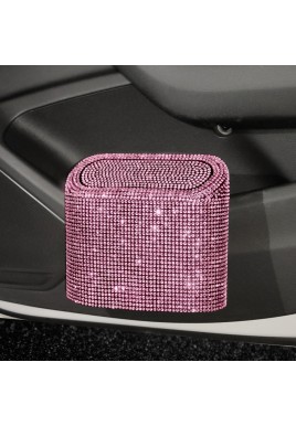 Pink Diamond Sparkly Rhinestone Car Trash Can - Diamond Auto Garbage Bin Organizer