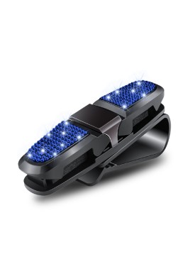6 Pcs Blue Luxury Rhinestone Car Sun Visor Glasses Clip - Multi-Functional, 180° Rotatable, ABS Material