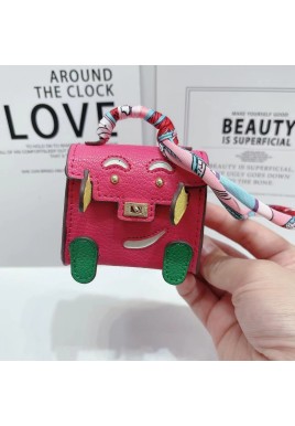 Rose Red Mini Bag Earphone Case - Stylish Keychain Pouch for Headphones