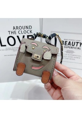 Grey Mini Bag Earphone Case - Stylish Keychain Pouch for Headphones