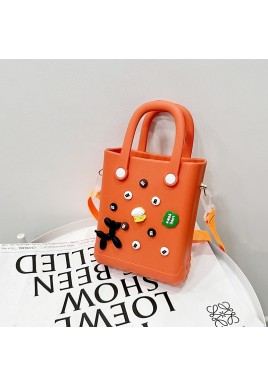 EVA Large Capacity Crossbody & Handbag - Customizable with Charms, Lightweight & Versatile,Orange (with DIY accessories)