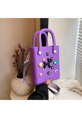 EVA Large Capacity Crossbody & Handbag - Customizable with Charms, Lightweight & Versatile,Purple (with DIY accessories)