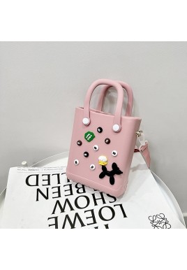 EVA Large Capacity Crossbody & Handbag - Customizable with Charms, Lightweight & Versatile,Pink (with DIY accessories)