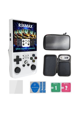 R36MAX Handheld Retro Game Console - 4.0 IPS Screen Open Source Linux 4000mAh Battery 30+ Emulators(white)