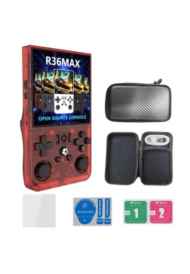 R36MAX Handheld Retro Game Console - 4.0 IPS Screen Open Source Linux 4000mAh Battery 30+ Emulators(red)