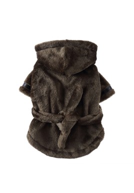 Army green Cozy Pet Bathrobe Sleepwear – Plush Fleece Dog Robe with Hood and Adjustable Waistband for Small to Medium Breeds(Size:XL)