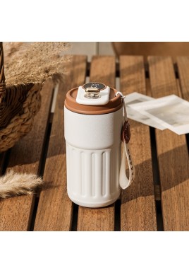 Coffee color Smart Digital Insulated Coffee Mug with 316 Stainless Steel Inner Liner – Vacuum-Sealed Travel Tumbler with Temperature Display, USB-C Rechargeable, Leak-Proof Lid for Hot and Cold Beverages