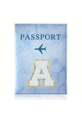 Fashion Initial Letter Passport Holder Stylish Travel Wallet Cover with Alphabet Pattern – Design A
