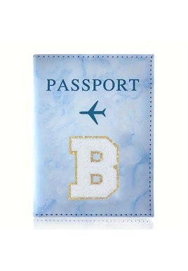 Fashion Initial Letter Passport Holder Stylish Travel Wallet Cover with Alphabet Pattern – Design B