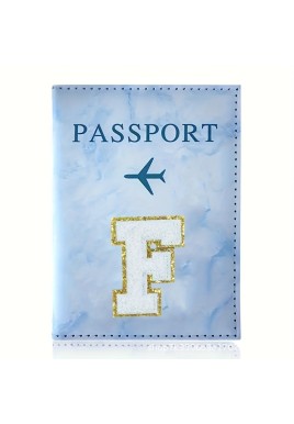 Fashion Initial Letter Passport Holder Stylish Travel Wallet Cover with Alphabet Pattern – Design F