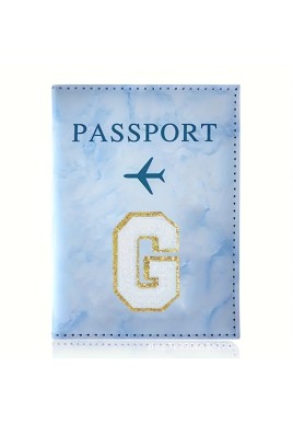 Fashion Initial Letter Passport Holder Stylish Travel Wallet Cover with Alphabet Pattern – Design G