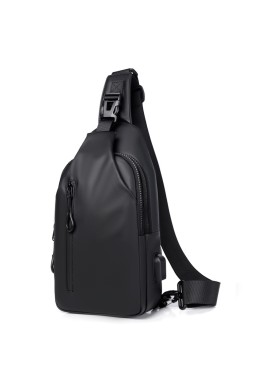 Black Water / Wrinkle-Resistant Nylon Men's Tactical Chest Bag with USB Charging Port - 4 Layer Large Capacity Crossbody Pack