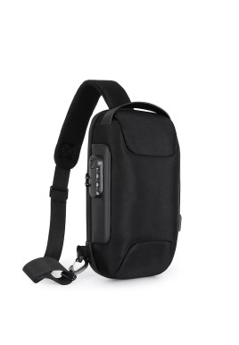 Black Lightweight Anti-Theft Tactical Chest Bag - Waterproof Security Sling Bag with 3-Digit Password Lock & Smart USB Charging Port