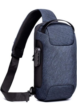 Blue Lightweight Anti-Theft Tactical Chest Bag - Waterproof Security Sling Bag with 3-Digit Password Lock & Smart USB Charging Port