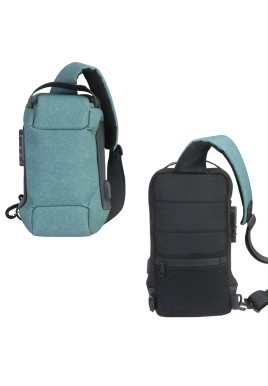 Green Lightweight Anti-Theft Tactical Chest Bag - Waterproof Security Sling Bag with 3-Digit Password Lock & Smart USB Charging Port