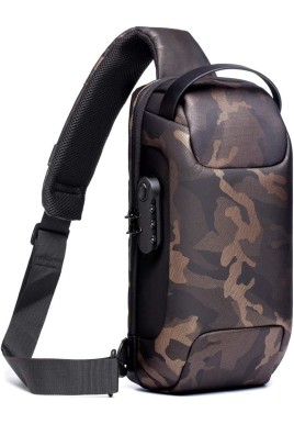 Camouflage Lightweight Anti-Theft Tactical Chest Bag - Waterproof Security Sling Bag with 3-Digit Password Lock & Smart USB Charging Port