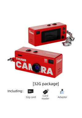 G6 Red Ultra-Mini Thumb Camera with 32GB Card, Card Reader & Adapter - HD Instant Pocket-Sized Action Cam for Students & Kids
