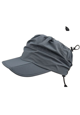 Grey Outdoor Quick Dry Sun Hat - Foldable Visor Cap - UV Protection - 55-58cm