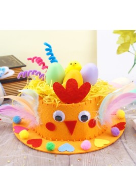 Orange DIY Easter Hat Craft Kit – Kids’ Handmade Decoration Set with Accessories for Easter Parties, School Activities and Home Crafts