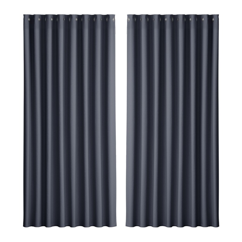 Artiss 2X Blockout Curtains Eyelet 300x230cm Charcoal