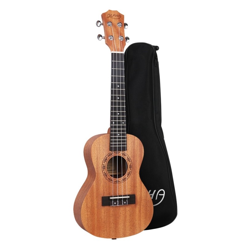 Alpha 26 Ukulele Natural Mahogany Tenor Beginner Gift w/ Carry Bag"