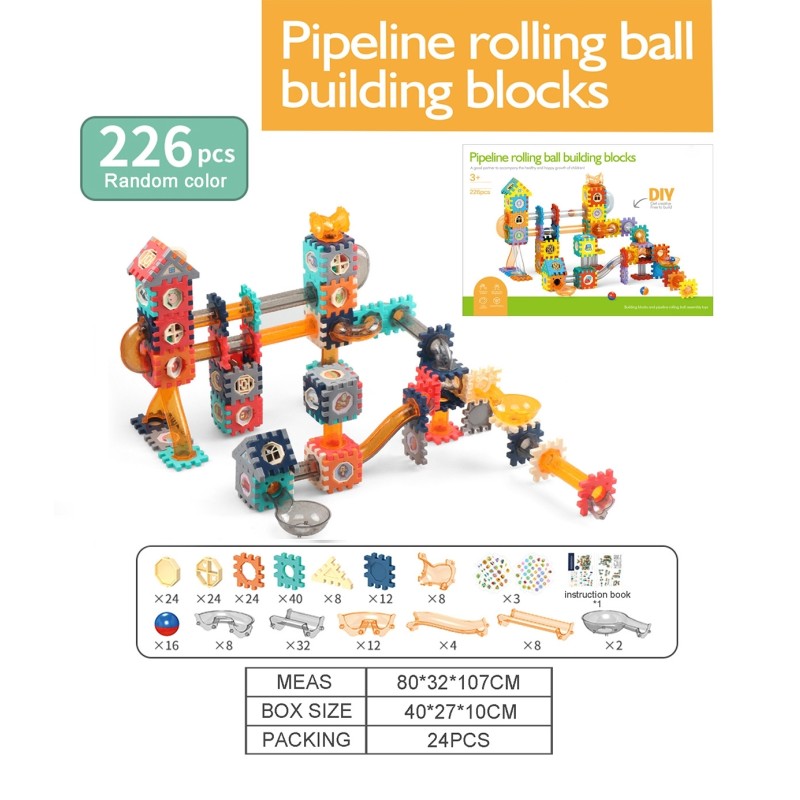 226PCS Sliding Bead Track Window Blocks - Educational Building Blocks for Kindergarten & Babies