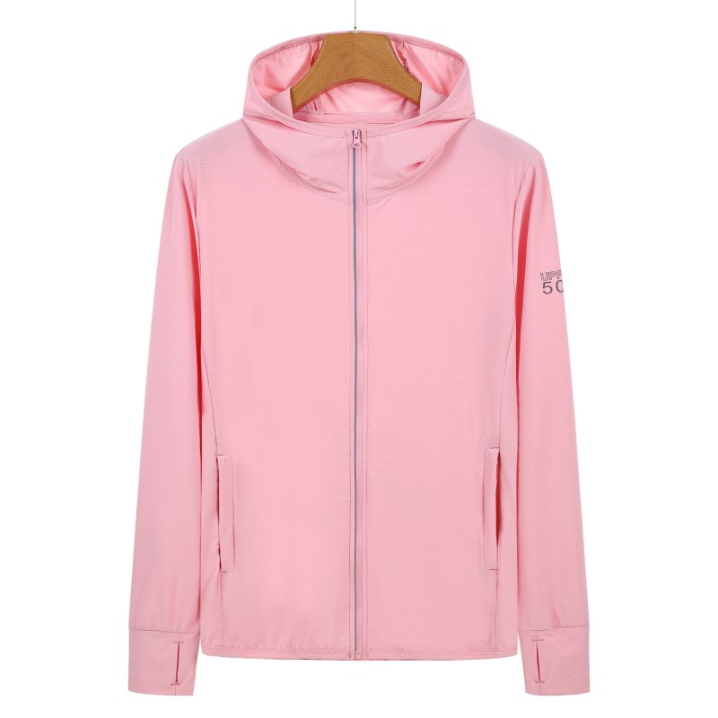 2XL Pink Long Sleeve UV Protection Summer Breathable Knitted Ice Silk Outdoor Sun Protection Clothing - Unisex Thin Sunscreen Shirt