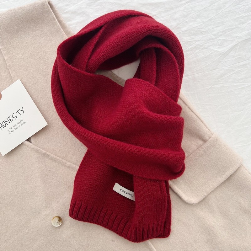 Red Luxurious 100% Wool Scarf for Women and Men - Soft, Warm, and Stylish