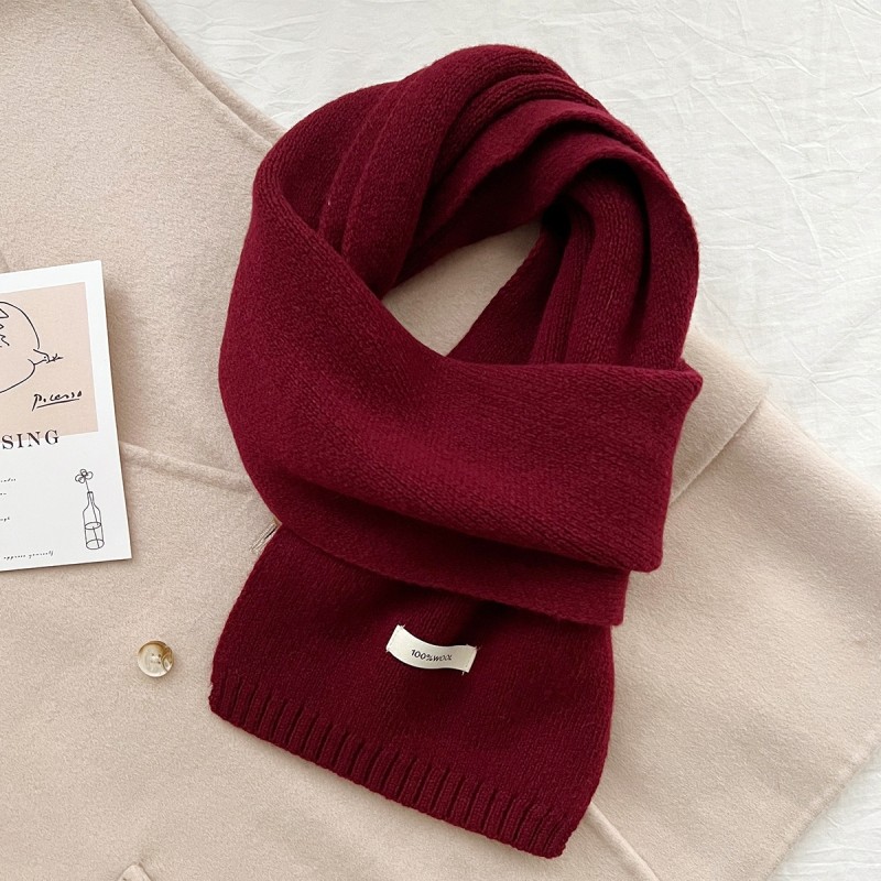 Dark Red Luxurious 100% Wool Scarf for Women and Men - Soft, Warm, and Stylish