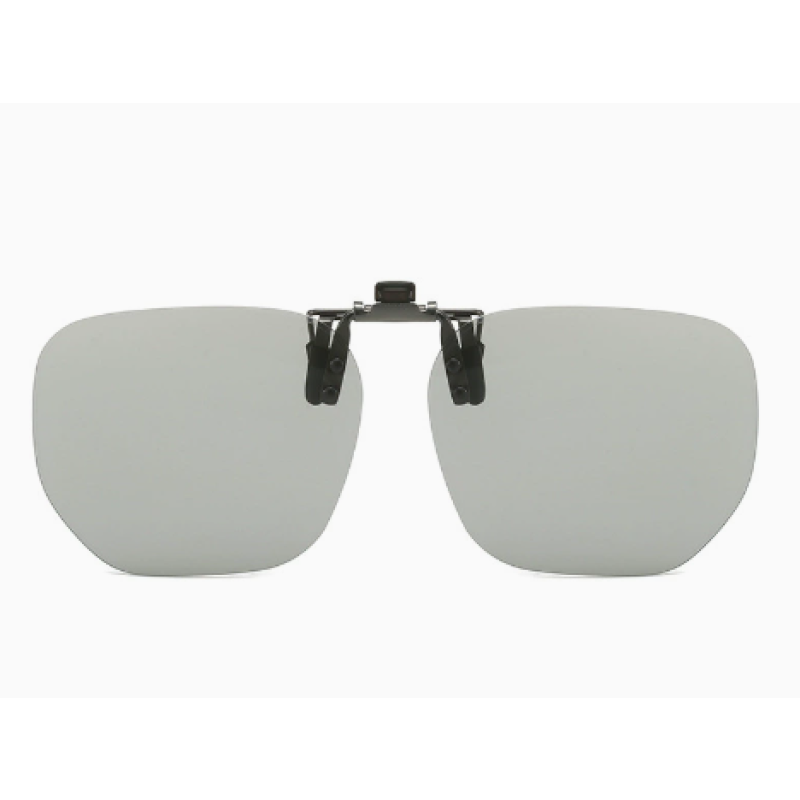 Grey to Dark Grey 2-Piece Flip-Up Sunglasses Clip-On Set for Glasses - UV-Protective Square Polarized Lenses for Driving