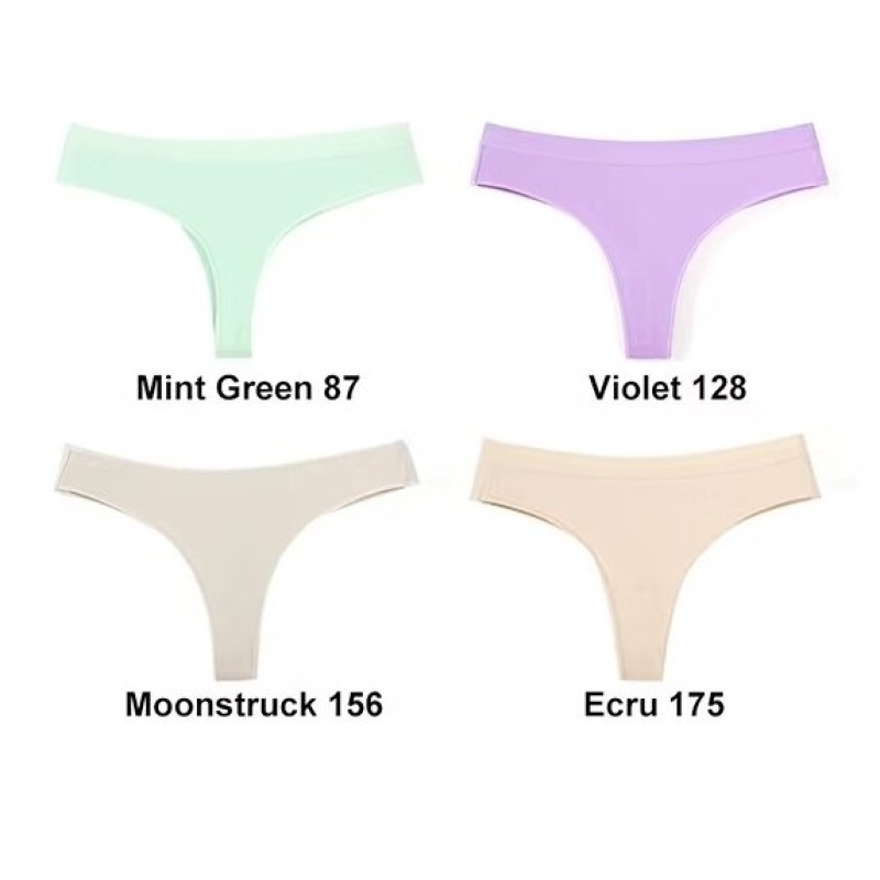 4 pcs Women's Sexy Low-Waist Cotton Thong Underwear, Size L