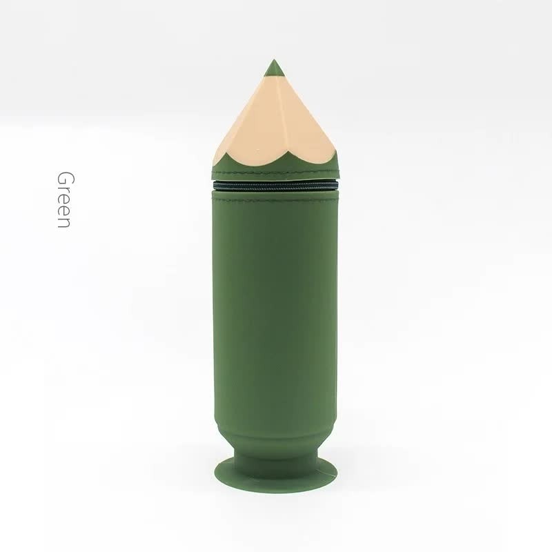 Green Creative Silicone Pencil Case - High-Value Stationery  - Large Capacity Desk Organizer