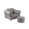 Kids Grey Couch Sofa Chair w/ Footstool in PU Leather