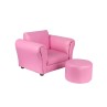 Kids Pink Couch Sofa Chair w/ Footstool in PU Leather