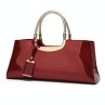 Patent Leather Shoulder Bag For Women - Glue Closure - Red Wine