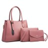 Large Capacity 3-In-1 Diagonal Handbags In Pink Pu Leather