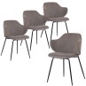 Set of 2 Dining Chairs with Corduroy Cord Fabric in Grey