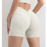 S White Women's V-Back Scrunch Butt Yoga Shorts - High-Waisted Seamless Workout Shorts