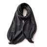 Dark Grey 2 PCS Skin Red Solid Color Scarf Shawl with Tassels - Warm Korean Style Wrap (180cm x 70cm)