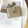 Grey Vintage PU Leather Women's Short Wallet - Elegant Zipper Coin Pocket Multi-Function Card Holder