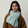 Blue Soft Wool-Blend Solid Color Knit Scarf for Women - Cozy Faux Cashmere Shawl